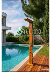 Resim Allimo Paslanmaz Ahşap Görünümlü Bahçe Ve Havuz Duş Seti 