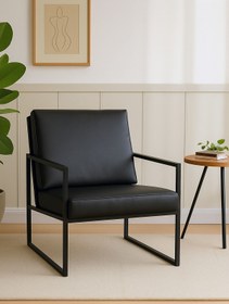 Resim WATERYBROOK Tekli Koltuk, İskandinav Berjer, Balkon, Bahçe, Ofis Çay Seti, Deri Kumaş, Metal İskelet 