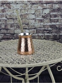 Resim Kalın Petek İşlemeli Bakır Cezve 4 Fincanlık 