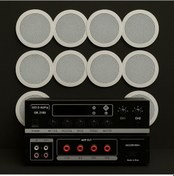 Resim Luxury, 8 Adet Hoparlör 1 Adet Anfi, Asma Tavan Ses Sistemi, Alçıpan Tavan Ses Sistemi, Mağaza Ses Sistemi 16 Cm 