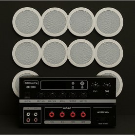 Resim Luxury, 8 Adet Hoparlör 1 Adet Anfi, Asma Tavan Ses Sistemi, Alçıpan Tavan Ses Sistemi, Mağaza Ses Sistemi 16 Cm 