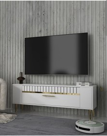 Resim Retrolp1ct Tv Sehpası Beyaz-altın 