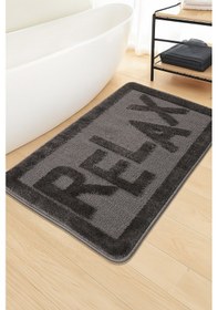 Resim Doğal Kaymaz Taban Banyo Paspas Uzun Ömürlü Yumuşak Dokulu Su Emici Yıkanabilir Relax 60x100 Antrasit 