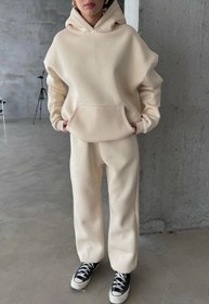 Resim CMZ COLLECTİON Kadın Oversize 3 İplik Polar Sweat Eşofman Takımı - Kapüşonlu Rahat Kalıp (17 Renk Seçeneği) 