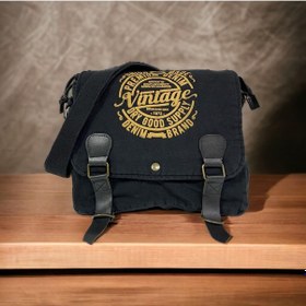 Resim Old Cotton Cargo Vintage Salaş Kaliteli Unisex Günlük Gezi Kamp Okul Postacı Omuz Çantası San Diego 32 Cm X 25 Cm Siyah 