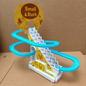 Resim Küçük ve Ördek Merdiven Tırmanıcı Oyuncak Işıklar ve Müzikle - Gençler için Renkli PVC Ördeçik Parkur Oyunu, Eğlenceli Eğitimsel Oynama Seti, Beyaz Taban Mavi Vurgularla 