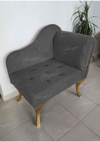 Resim aldagelsin Yeni Model Ters Kol Tekli Köşe Koltuğu Josefin Bench Gold Ayak 