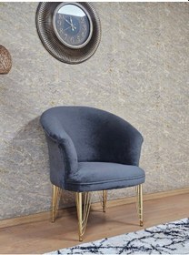 Resim Zafir Tekli Teddy Gold Kaplama Telli Ayak Çay Seti Koltuk Tekli Berjer , Balkon, Salon, Ofis Fume 
