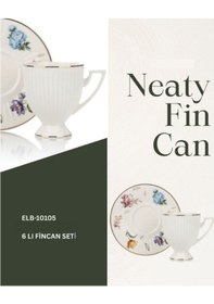 Resim Mien Neaty 90 Ml Porselen Türk Kahvesi Fincanı Takımı 6 Kişilik Desenli Kahve Fincan Seti Beyaz 