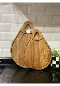 Resim Doğal Ahşap Damla Model 2li Kesme Tahtası Ahşap 