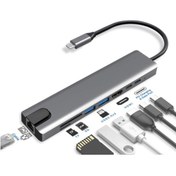 Resim 8 In 1 Ethernet Sd Usb Type C Hub Hdmı Girişli Uyumlu Macbook Çevirici 