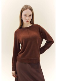 Resim Defacto Regular Fit Bisiklet Yaka Triko Tunik G5867ax25wnbn320 Kahve-bn320 