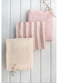 Resim Müslin Örtü & Battaniye 3'lü Set %100 Pamuk Oeko-teks Sertifikalı 80x70 Cm Pembe 