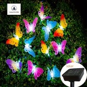 Resim 1 adet Güneş Enerjili 10-LED Renkli Kelebek Işıkları, Su Geçirmez Fiber Optik Bahçe Dekoru Uzaktan Kumanda ile - Düğünler & Açık Hava Kutlamaları için Mükemmel, Açık Hava Güneş Dekorasyonları 