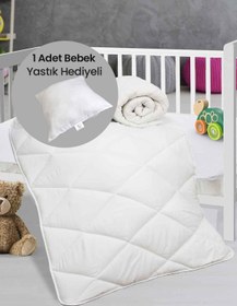 Resim Elart Mikrofiber Silikon Dolgulu Bebek Yorganı - Bebek Yastık Hediyeli Beyaz - Beyaz 
