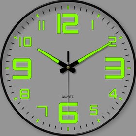 Resim Tek parça, 10 cm (30.48 inç) yuvarlak modern ışıltılı duvar saati, sessiz kuvars mekanizmalı dijital el tasarımı, oturma odası, yemek odası, parti ve yatak odası için uygun dekoratif asma saat, pil ile çalışır (AA Pil Hariç) 