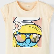 Resim Name İt Krem Kız Bebek Bisiklet Yaka Kısa Kollu Baskılı T-Shirt 13217769 