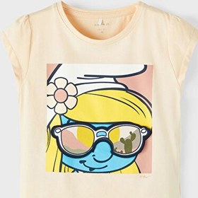 Resim Name İt Krem Kız Bebek Bisiklet Yaka Kısa Kollu Baskılı T-Shirt 13217769 