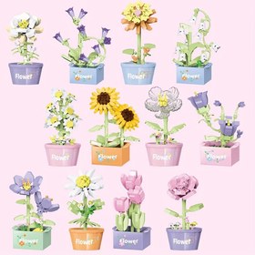 Resim Lily, Tulip, Rose, Chrysanthemum, Bluebell, Daisy, Miniature Building Blokları Çiçekler Çocuk Oyuncakları, Yaratıcı Mini Sonsuz Çiçek Blok Oyuncak, Yapı Blok Saksı Bitkisi Oyuncak, DIY Çocuk Oyuncakları 