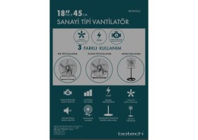 Resim Botech 18" Sanayi Tipi Vantilatör 
