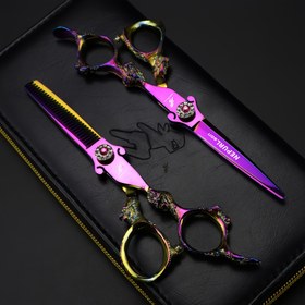 Resim 1 Adet NEPURLSON 6 İnç Pembe Kılıç Şekilli Saç Makası - Ejderha Saplı, Sağ El Kullanımı İçin Profesyonel Stil Makinesi, Iridescent Yüzey ve Taş Detaylar, Salon Ekipmanı, Keskin Bıçaklar, Güzellik Uzmanları ve Bakım Tutkunları için Benzersiz Tasarım 