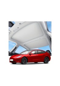 Resim Hightower Tesla 2017-23 Modeller İçin Beyaz Tavan Stor Perde, Dayanıklı Polyester, Kolay Montaj 