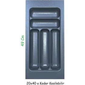 Resim Gri Plastik Çekmece Içi Kaşıklık, 5 Göz, Ayarlanabilir, 24-20 cm En, 49-40 cm Derinlik 