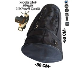 Resim Motosiklet Silindir Çanta 3 Bölmeli 