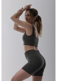 Resim Playsportswear Seamless Gri Normal Bel Kısa Fitted Basic Sporcu Tayt Gri 