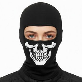 Resim Barinoska Desenli Balaklava Kar Maskesi -İskelet Figürlü Motosiklet Kayak Maskesi Esnek Unisex Bandana 