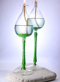 Resim Narçiçeği Takı ve Hediyelik Eşya El Yapımı Üfleme Cam Özel Tasarım Ikili Kandil Seti 