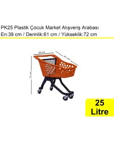 Resim Akdenizpos PK25 Plastik Çocuk Market Alışveriş Arabası 25 Litre Kırmızı 