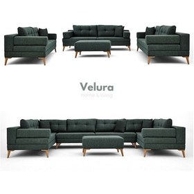 Resim Zeri 3+3+3 Yataklı Puzzle Modüler U Köşe Koltuk Takımı & Puflu Köşe Takımı - Koyu Yeşil 125 Koyu Yeşil 