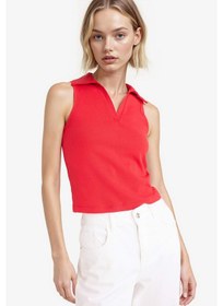 Resim Defacto Slim Fit Dar Kesim Polo Yaka Ribana Atlet F4433ax25aurd117 Kirmizi 