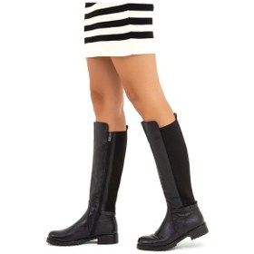 Resim Tamer Tanca Kadın Hakiki Deri Siyah Floter Casual Çizme Siyah 