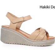 Resim GÖNDERİ(R) Kadın / Kız Vizon Bilekten Cırt Bantlı Dolgu Topuklu Hakiki Deri Sandalet 