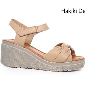 Resim GÖNDERİ(R) Kadın / Kız Vizon Bilekten Cırt Bantlı Dolgu Topuklu Hakiki Deri Sandalet 