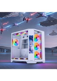 Resim Nova 9.16'' Lcd Ekranlı Hub+kumanda Beyaz 7x12cm Argb Fan+kumanda Gaming Oyuncu Kasası 