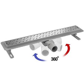 Resim 360 Dönerli Lineer Süzgeç - Yan Çıkışlı - Paslanmaz Krom - Seramik Uyumlu 30 Cm 