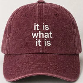 Resim "ıt Is What It Is" Minimal Nakışlı Vintage Yıkamalı Beyzbol Şapkası 