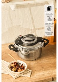 Resim Emsan Montana Siyah Gri Düdüklü Tencere 6 L Gri - Siyah 