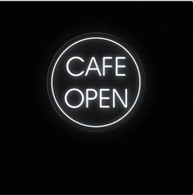 Resim Cafe Open Yazılı Neon Tabela Beyaz 