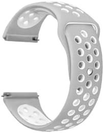 Resim Gpack Samsung Galaxy Watch 3 45mm ile Uyumlu Kordon, Delikli Çift Renk Silikon, Gri Koyu 
