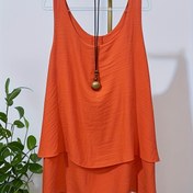 Resim Plus Beden Kadınlar İçin Şık Sahte İki Parçalı Tank Top - Canlı Sarı Katmanlı Tasarım ve Kolye Detayı, Nefes Alabilen Yazlık Kumaş, Günlük & Resmi Etkinlikler İçin Makinede Yıkanabilir, Bayan Tank Üstleri, Tatil Giyimi, Esnemez Malzeme 