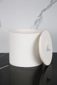 Resim Mermer Desenli Beton Çöp Kovası Banyo Mutfak Tuvalet Wc 18 Cm 4 Litre Beyaz 