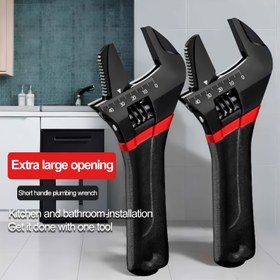 Resim NEWSHARK Ayarlanabilir Anahtar, Büyük Açılı, Çift Amaçlı Tesisat ve Vidayı Çıkarma Aracı, Krom Vanadyum Çelik, Kısa Sap, Yüksek Sertlik, Ev ve Endüstriyel Kullanım İçin 