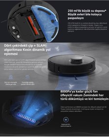 Resim Xiaomi S10T Premium Akıllı Robot Süpürge 8000Pa Güç, Haritalama ve Otomatik Saç Temizleme 
