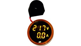 Resim Glorious Ampermetre - Voltmetre 22mm Akım Trafolu 220V Sarı 