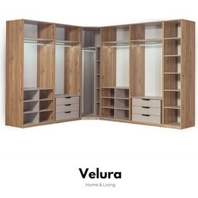 Resim İzgi 10 Ahşap Kapaklı Gardırop Dolap Ceviz 