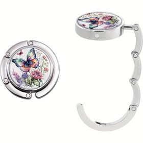 Resim Vintage Kelebek Çiçekli Masa Askıları - Güvenli Metal Tokalı Katlanabilir Çanta Kancaları, Restoranlar, Barlar & Ev Dekoru için Taşınabilir Masa Çanta Tutucular - Kadınlar İçin Benzersiz Hediye 